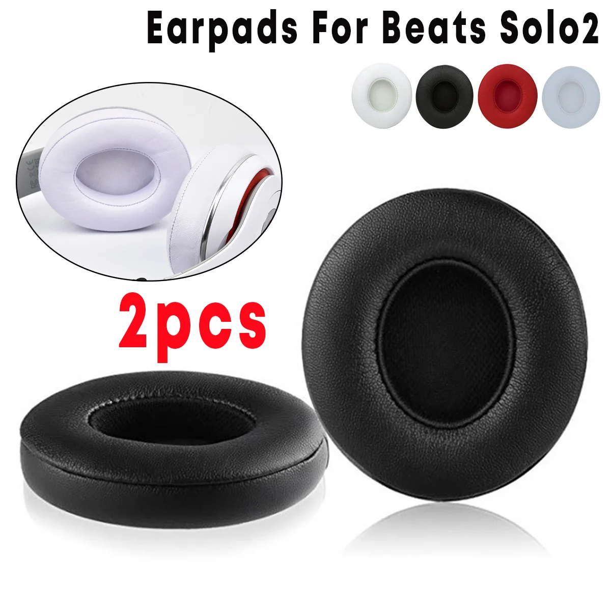 1 пара наушников Замена для Solo 2 проводных наушников Earpad Earmuff пены амбушюры крышка мягкая полиуретановая кожа подушечка-спонж крышка