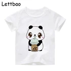 Модная детская футболка в стиле Харадзюку с изображением милой панды молока чая футболки в японском стиле унисекс повседневные топы в стиле Tumblr Instagram