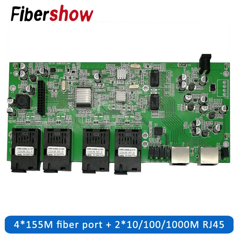 Гигабитный коммутатор Ethernet оптоволоконный оптический промышленного класса 4*155 м