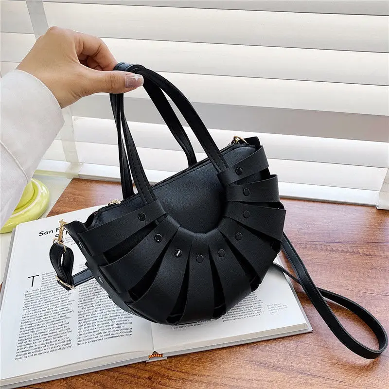 

Women's Shoulder Bag Semicircle Hollow Out Creative Design Leather Crossbody Handbags Wholesale 2022 New Fashion Female Bags