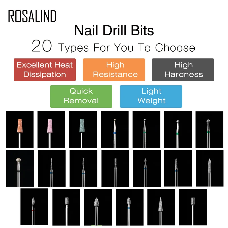 ROSALIND Electric Manicure Grinding Nail Drill Bit Machine Accessories Art Tool Files For Pedicure | Красота и здоровье
