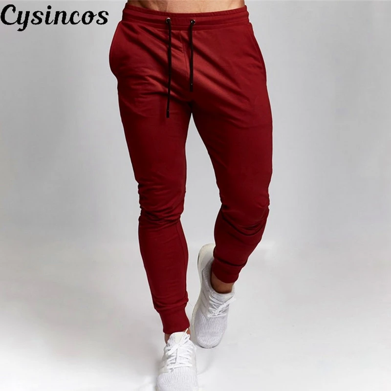 Мужские спортивные брюки CYSINCOS однотонные универсальные для бега с завязками