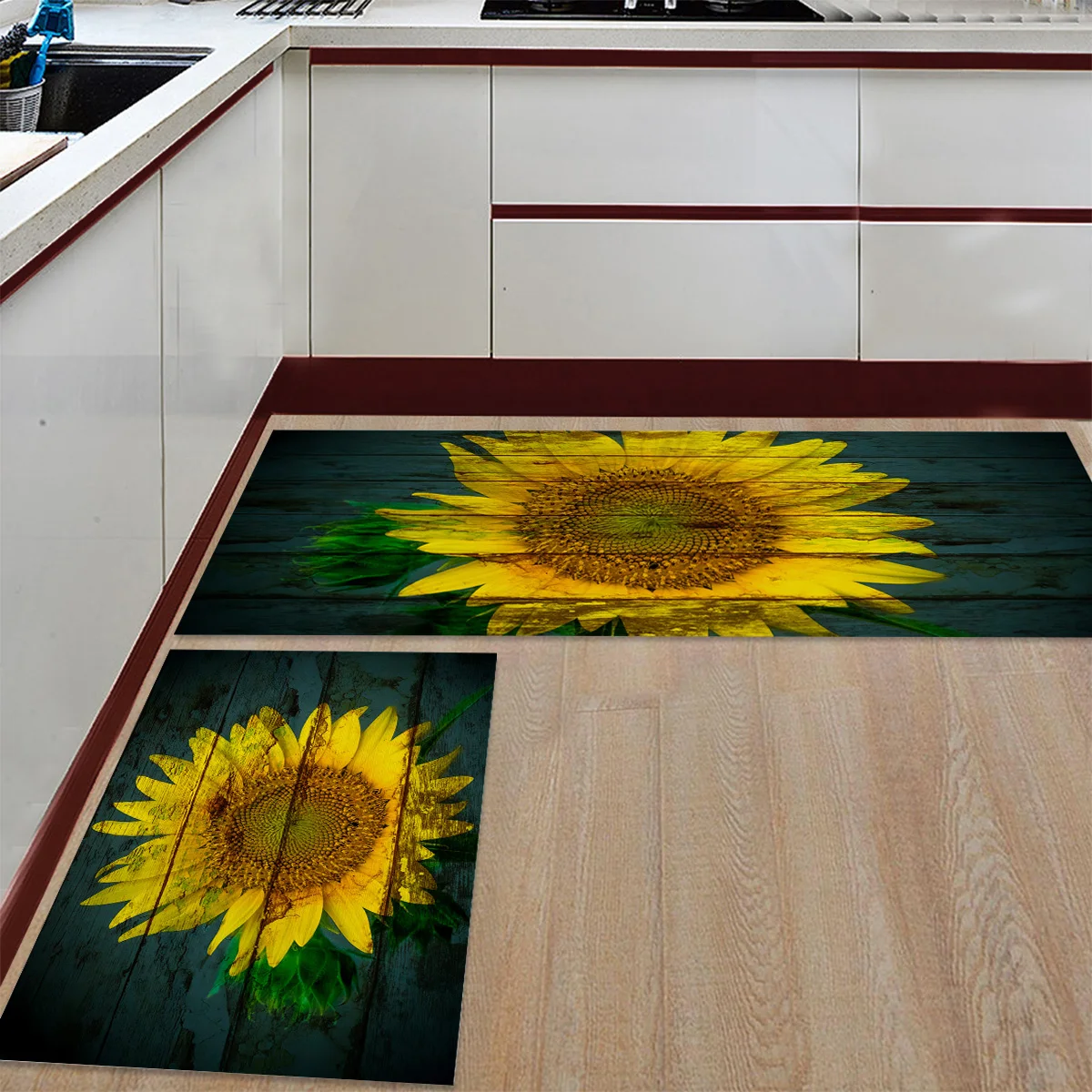 2 шт./компл. винтажный деревянный Подсолнух длинный кухонный коврик для ванной