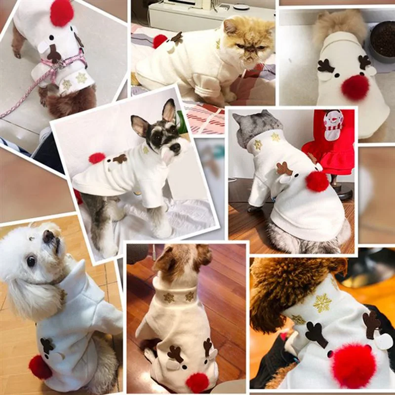 Pet Dog Cat Christmas Clothes Pet Dog White Reindeer Dress Up Cosplay Elk Costume 2 Legged Coat Dog Clothing XS-XL