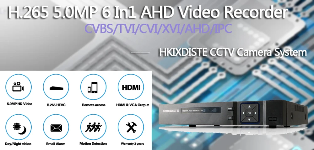 4CH 8CH 6 в 1 5MP 4MP AHD DVR Гибридный видео Регистраторы Поддержка 4/5MP AHD Камера 5MP IP Камера видеонаблюдения Системы Onvif