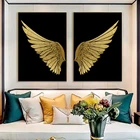 Крылья Ангела золотые перья Летающая Золотая фольга простое украшение для гостиной картина для столовой спальни роспись