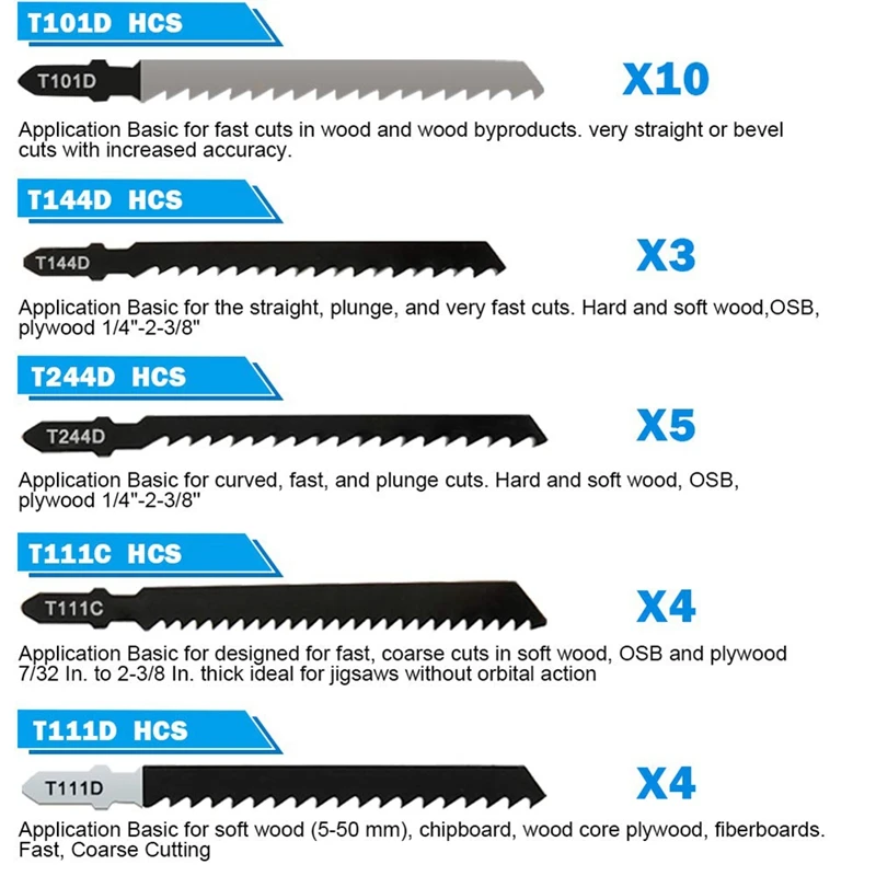 

52-Piece T-Handle Puzzle Blade Set 10 Puzzle Combinations Suitable for Wood Plastic and Metal Cutting