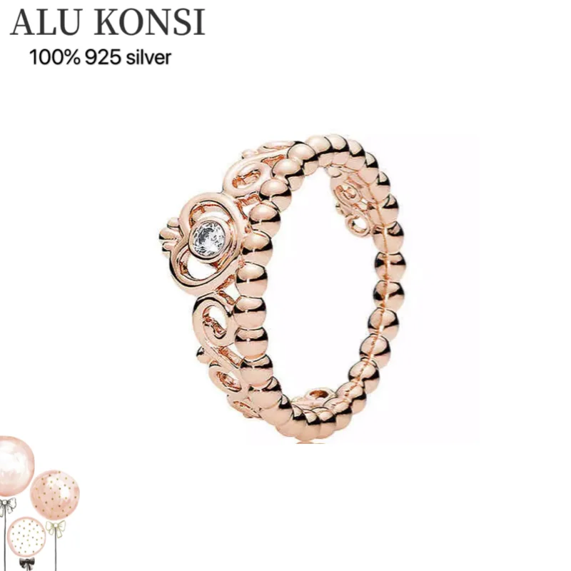 

Fit Original luxury Real 925 Sterling Silver authentic pan ring For Women Crown princess couple DIY fashion wedding Jewelry