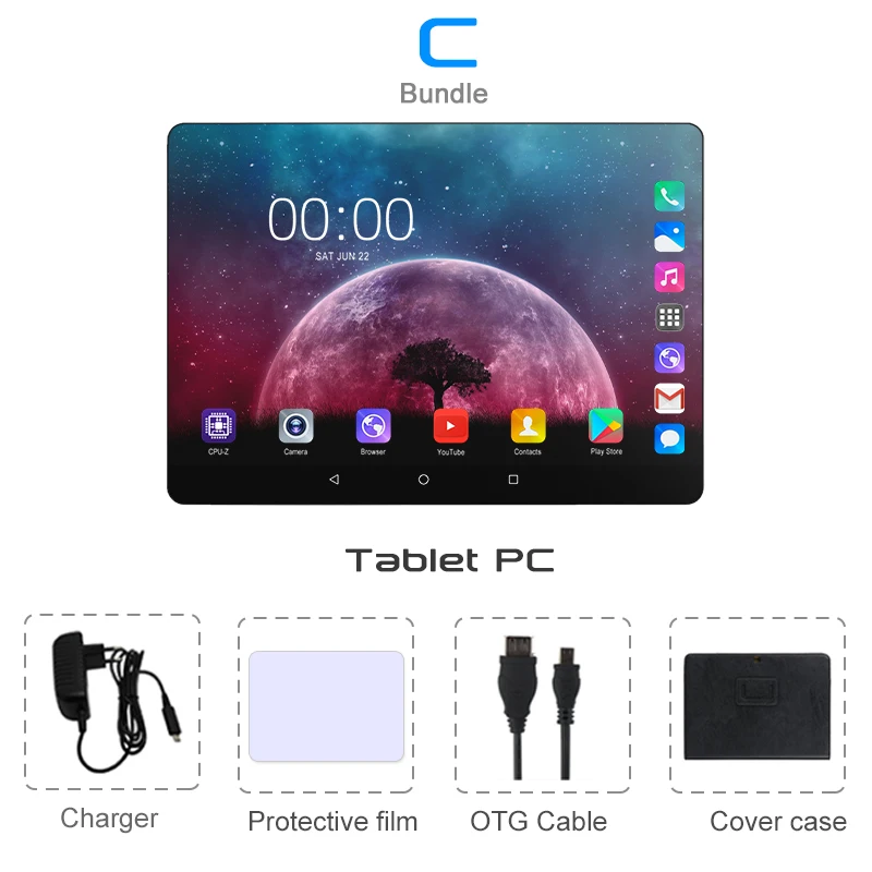 Комплект 3 2.5D стальной экран 10,1 дюймов планшет Android 9,0 3G 4G lte телефонный звонок Восьмиядерный 8 Гб ram 128 Гб rom Bluetooth Wi-Fi планшетный ПК 10 - Комплект: Комплект 3