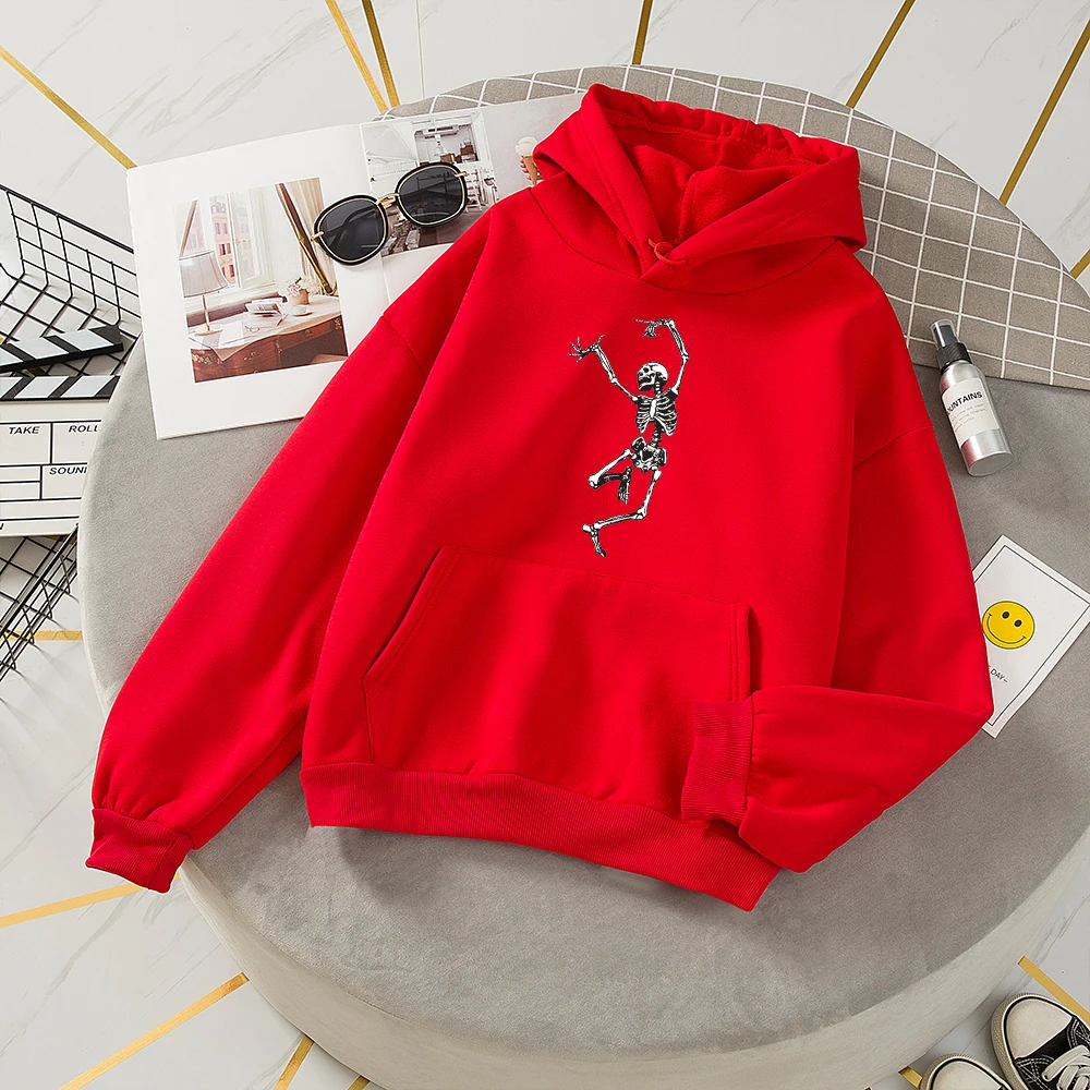 

Funny Cartoon Skull Printed Hoodie Pullover Sweatshirt with Hood Women Tracksuit Hoodies Ladies Goth Oversized Sweatshirt Women