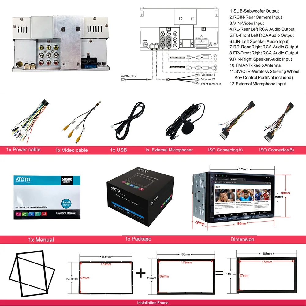 Online ATOTO Jahr Serie In-Dash Doppel Din Digital Media Auto Stereo SA102 Starter YS102SL CarPlay Android Auto Empfänger Auto Multimedia