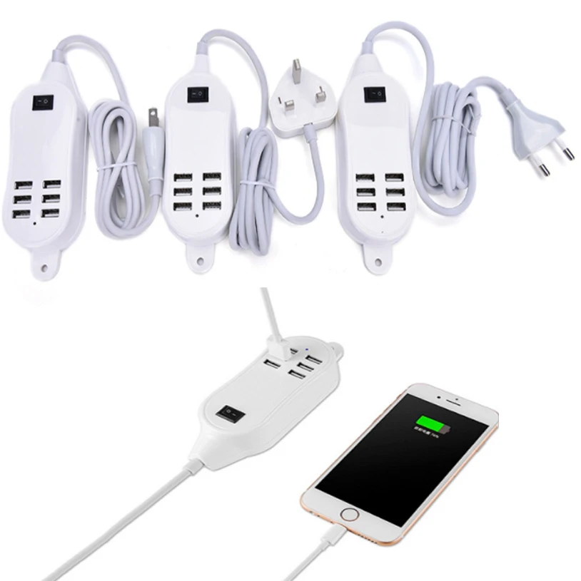 6 портов USB зарядное устройство для телефона концентратор 25W 5A Настольный ЕС/США