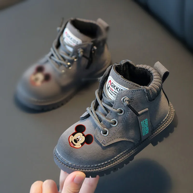 Ботинки детские Disney бархатные теплые на мягкой подошве с Микки Маусом|Кроссовки|