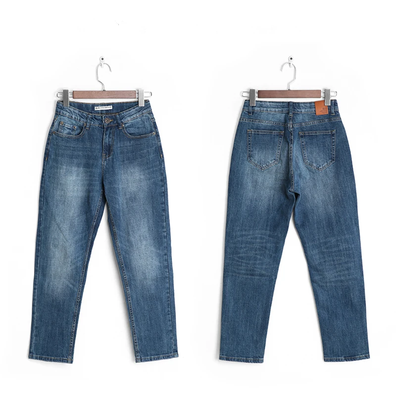 Женские джинсы бойфренды LEIJIJEANS модные винтажные синие свободные эластичные
