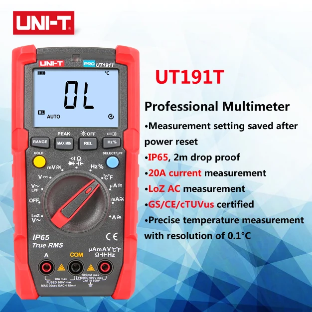 UNI T UT191T Цифровой мультиметр истинный RMS Автоматический диапазон переменного тока