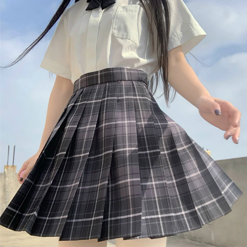 

Black Pleated Woman Skirts Japanese Style Fashion Kawaii School Uniform Girls Clothes Plaid Sweetown Mini Sexy High Waist Skirt