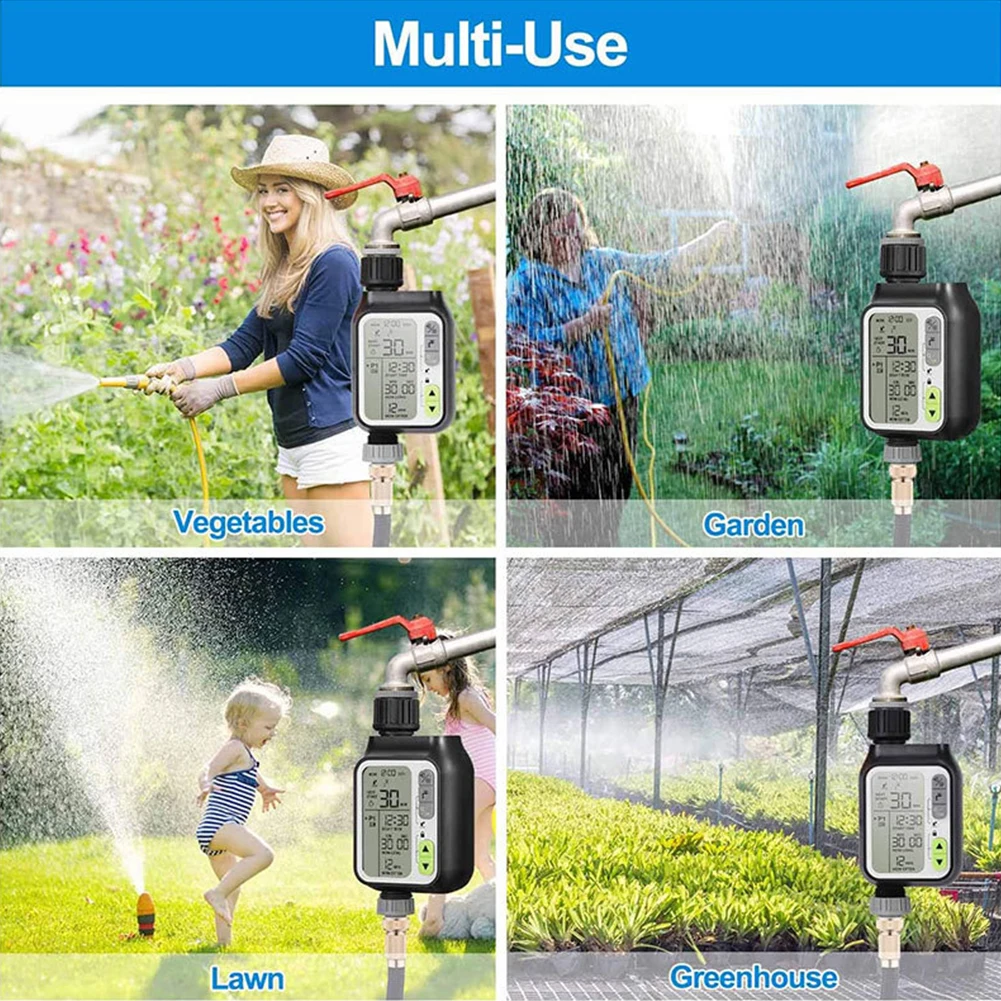 

With Rain Sensor Device Garden Automatic Irrigation Home Outdoor Tool Lawn LCD Screen Adjustable Waterproof Water Timer