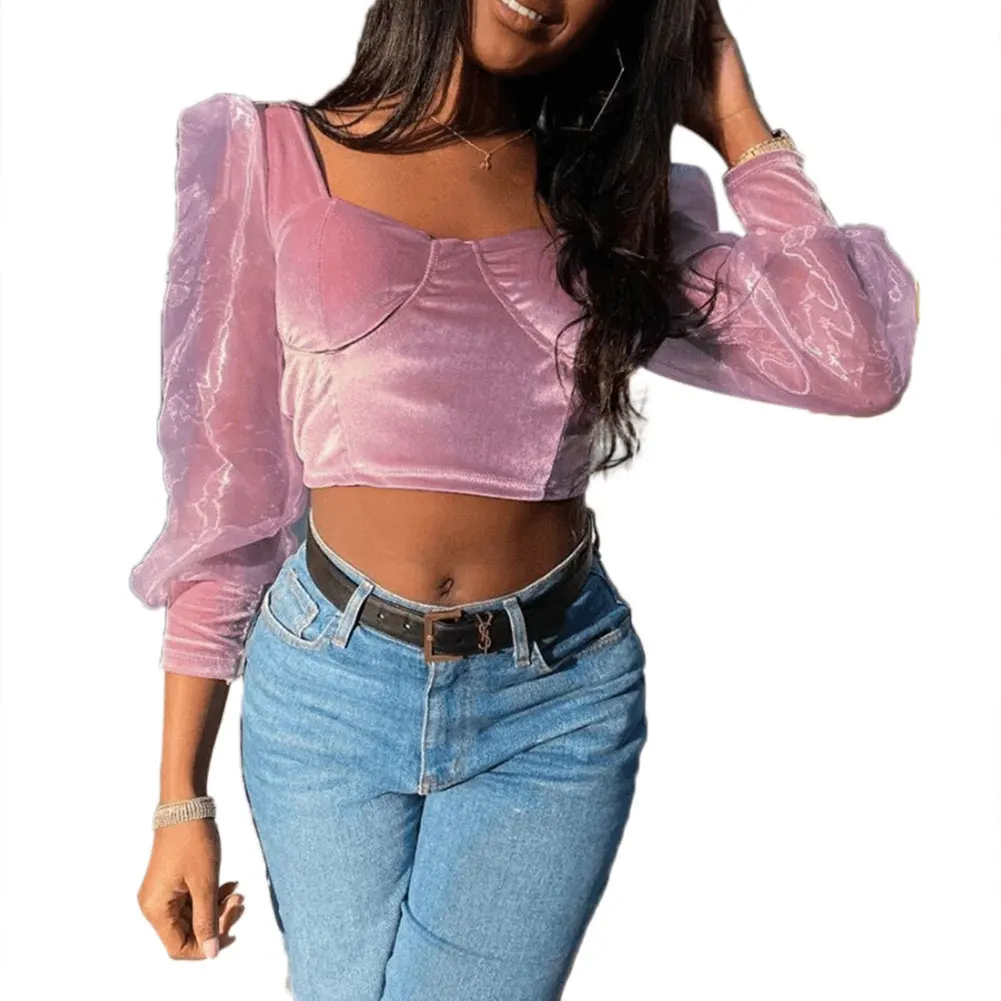 Новейшее поступление сексуальная женская блузка с длинными рукавами пуловер