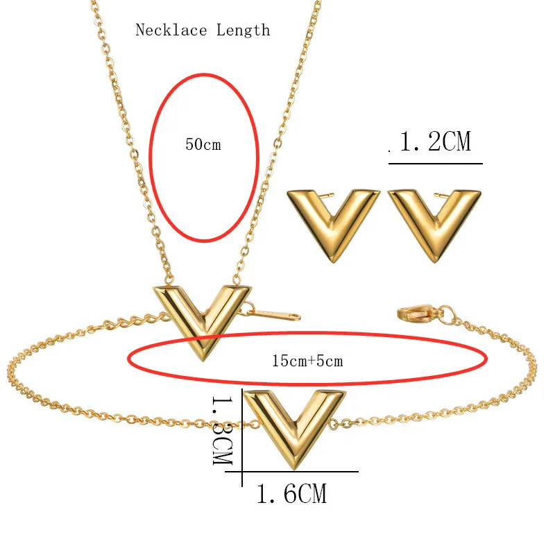 Ожерелье женское из титановой стали с V-образной буквой | Украшения и аксессуары