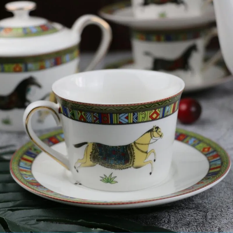 Horse Bone China фарфоровые чашки для кофе посуда кофейный молочный сахар опционально|set