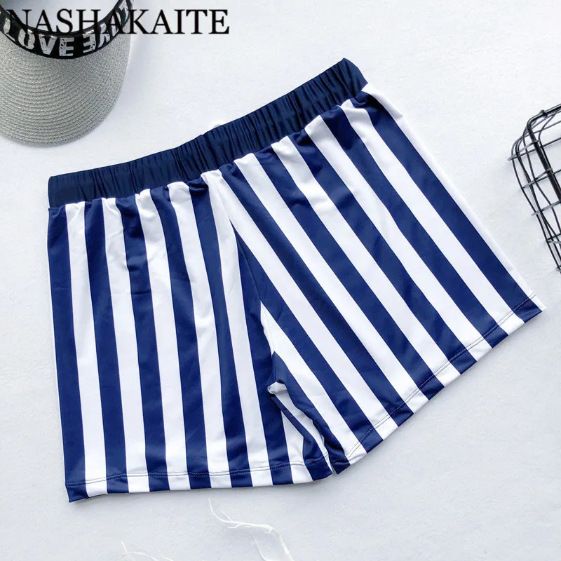 

Matching couple outfits Striped Cup Push-up Women Bikini Set Drawstring Beach Men Swimming Shorts Couple Swimsuit