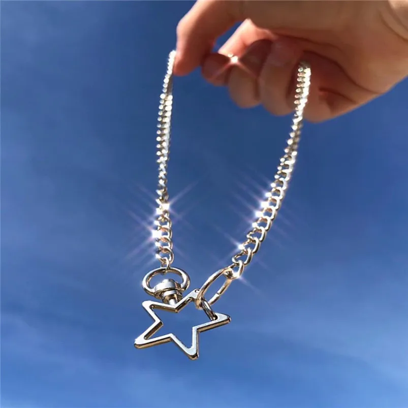 

Новый 2021 со сквозными отверстиями в форме звезд металлическое ожерелье с подвеской для женщин и девушек, в стиле Харадзюку в стиле «хип-хоп»...