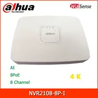 Сетевой видеорегистратор Dahua NVR 8PoE WizSense NVR2108-8P-I Smart H.265 + Поддержка распознавания лица SMD Plus и IVS для IP-камеры
