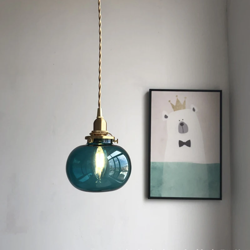 Японская ретро люстра ручной работы латунная стеклянная индивидуальная