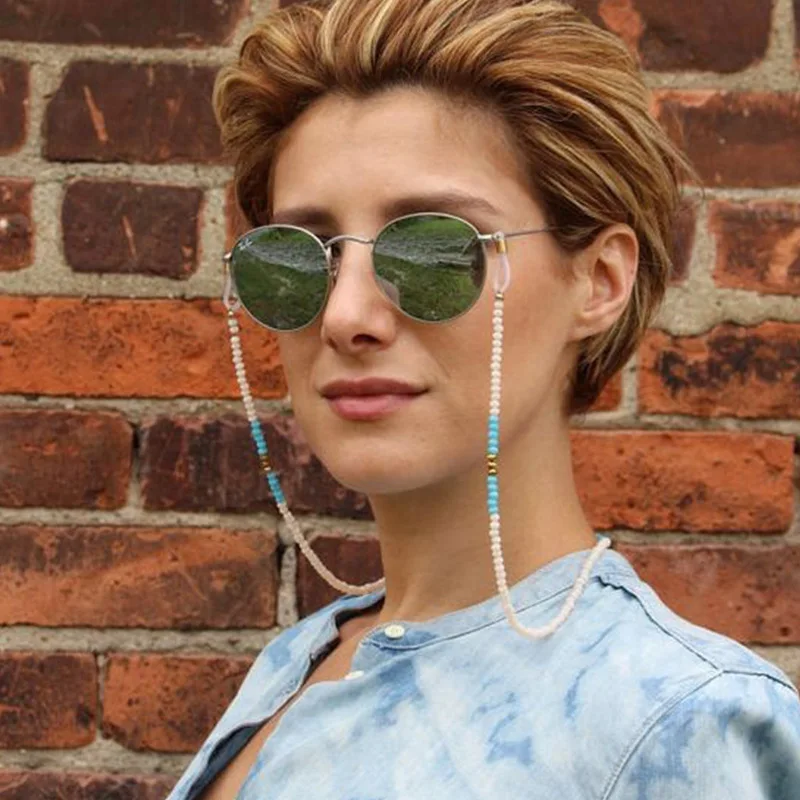

Gold Glasses Chain for Women White Blue Beads Lanyard Fashion Glasses Strap Sunglasses Cords Casual Glasses Accessories