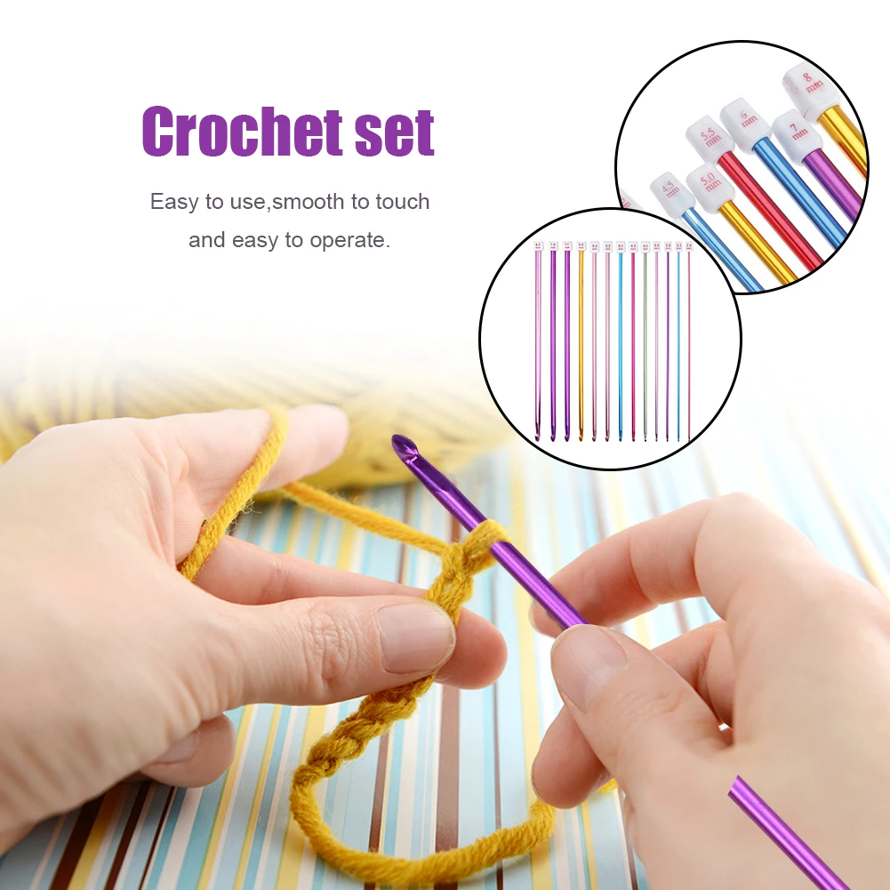 

11pcs Ergonomic Handle Knitting Crochet Hook Sweater Needle Sewing Accessories Weaving Crochetings Needles Set Yarn DIY Hand-mad