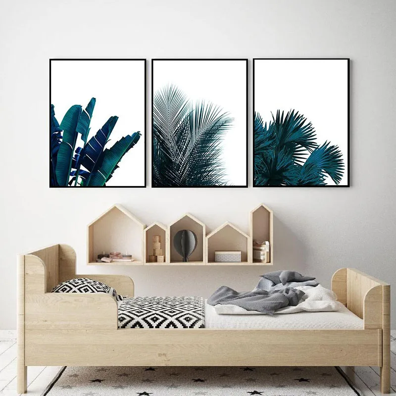 Свежий зеленый с большими листьями печать холст картина скандинавские постеры и