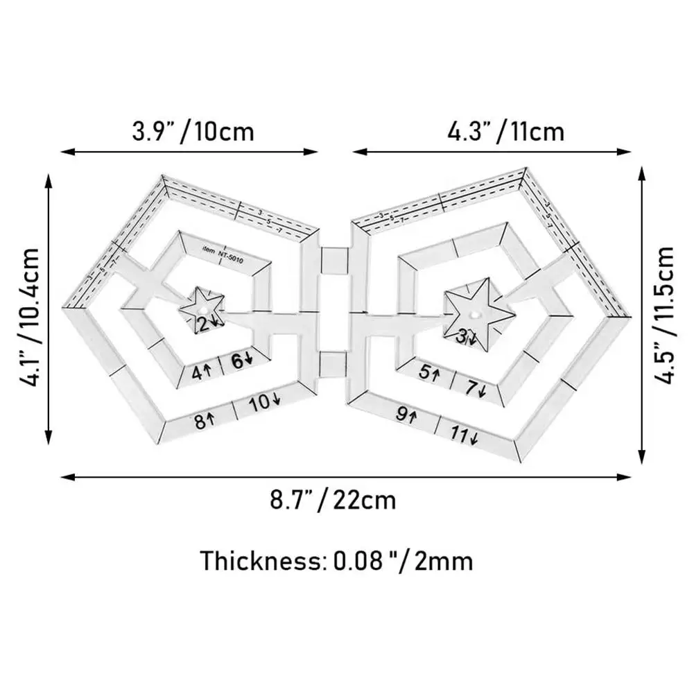 Акриловые Швейные линейка двойная круговая Треугольники моделирование
