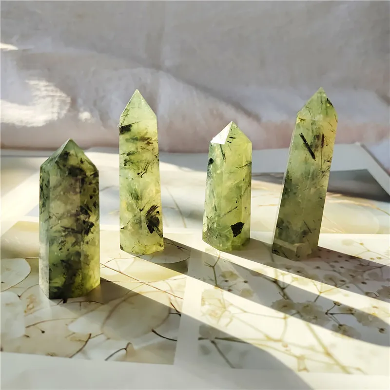 

Natural crystal prehnite magic wand point healing stone crystal crafts making home decoration