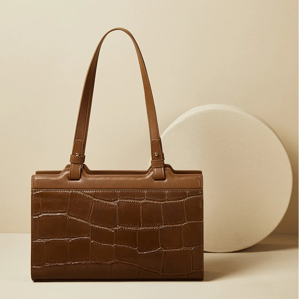

2021 New Fashion Leather Crocodile Pattern Tote Small Square Bag All-match Single-shoulder Underarm Bag Purses and Handbags Sac