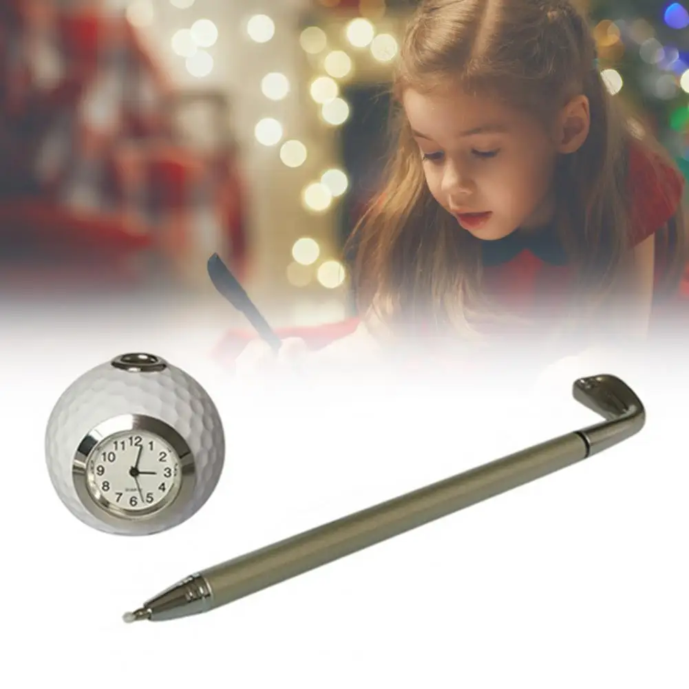 

Useful Clear Texture Decorative Golf Lovers Gift Desktop Decor Golf Pen for Home Golf Ball Shaped Clock Desktop Golf Pen