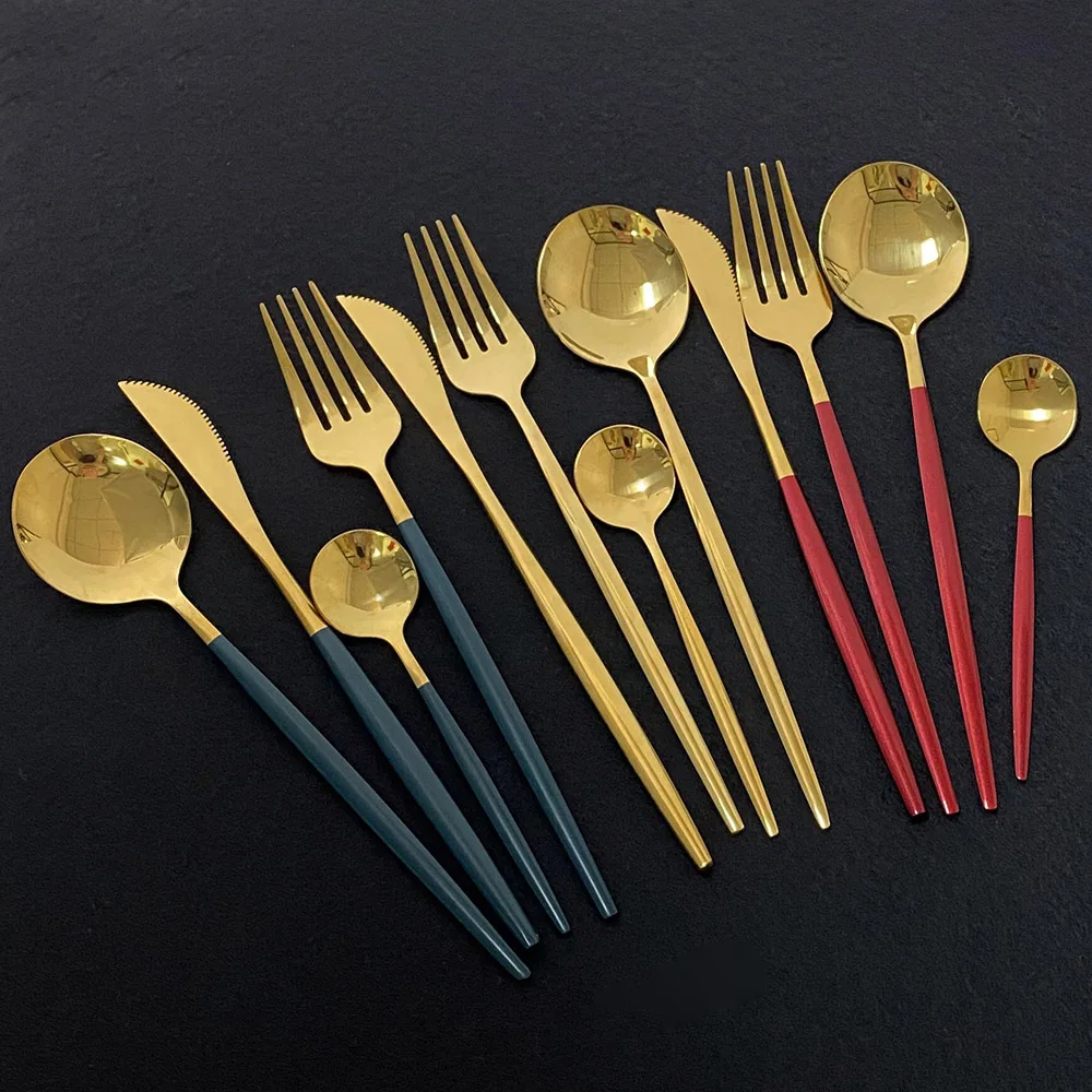 Красный серебристый 30 комплект столовых приборов 304 нержавеющая сталь столовая