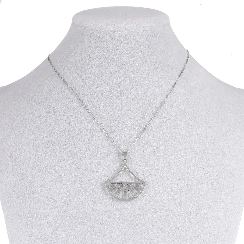 Cremo Fan Pendant Steel Chain Necklace Les Reversible Leather Charm For Women Simple Necklaces &amp | Украшения и аксессуары