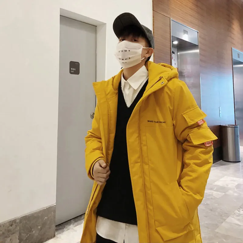 Liketkit зимняя куртка мужская парка 2019 с несколькими карманами китайский принт Harajuku