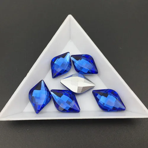 sapphire 30 шт. 12x19 мм стеклянный кристалл лимон ромб изысканный камень заостренный назад горный хрусталь много цветов Изготовление ювелирных изделий - Цвет: sapphire