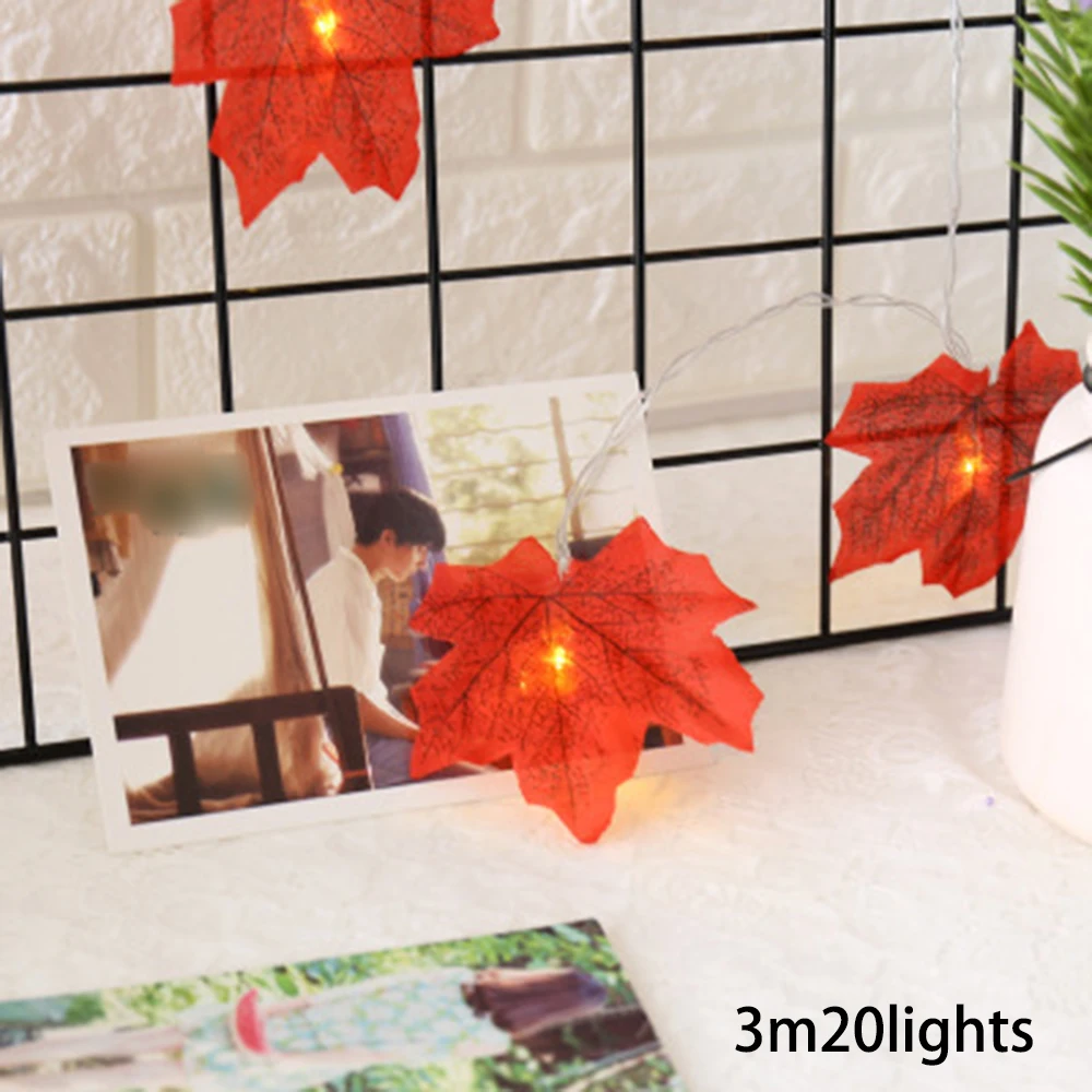 Осенний светодиодный светильник с кленовыми листьями гирлянда вечерние