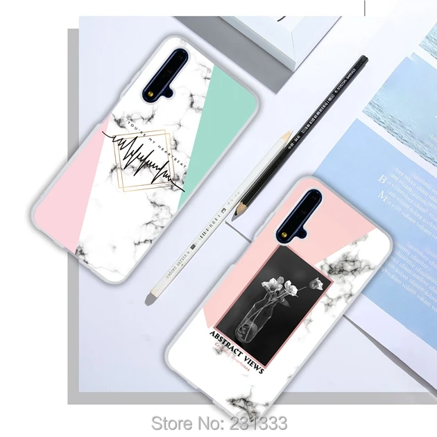 Мягкий чехол из ТПУ с мраморными цветами для Huawei Honor 20 PRO 9X 8S Nova 5i Y7 2019 P Smart Z матовый