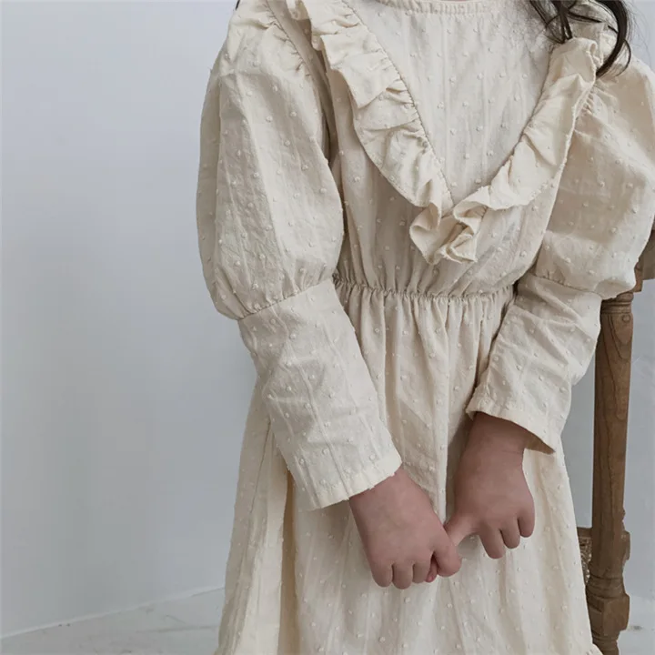 Осень 2019 детское платье для девочек корейская мода винтажная детская одежда с