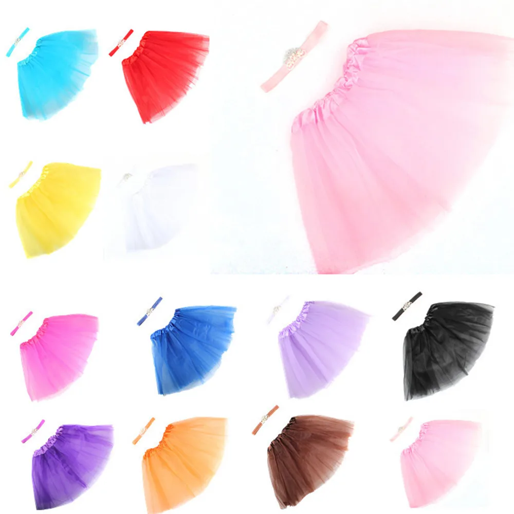 Лидер продаж Фатиновая юбка-пачка для маленьких девочек и повязка на голову с
