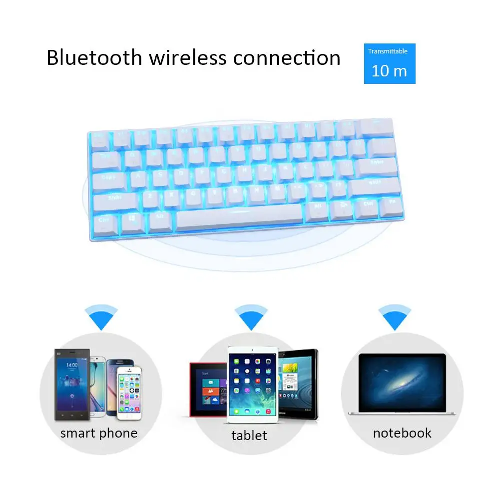 

RK61 Wireless Mechanical Keyboard With LED Illuminated Keyboard Anti-skid Gaming Keyboards For PC Tablet Accessories