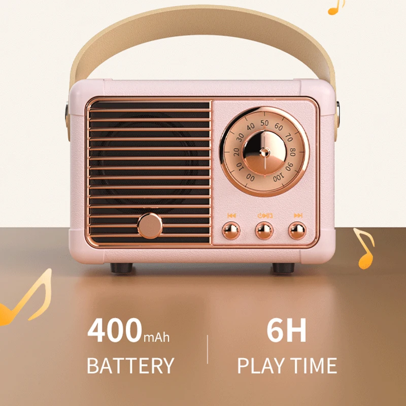 Retro Bluetooth Speaker H2 Classical FM Radio Receiver Portable Decoration Mini Speakers Travel Music Player | Электроника
