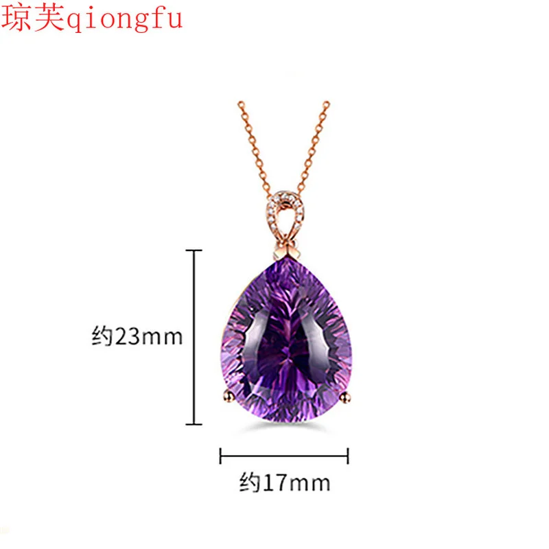 

Qiongfu 2021 Personality simple amethyst pendant necklace pendant lady water drop personality clavicle chain simple gift