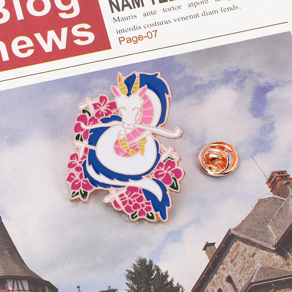 Оптовая продажа 10 шт. аниме белая Брошь дракон Хаяо Миядзаки эмалированная