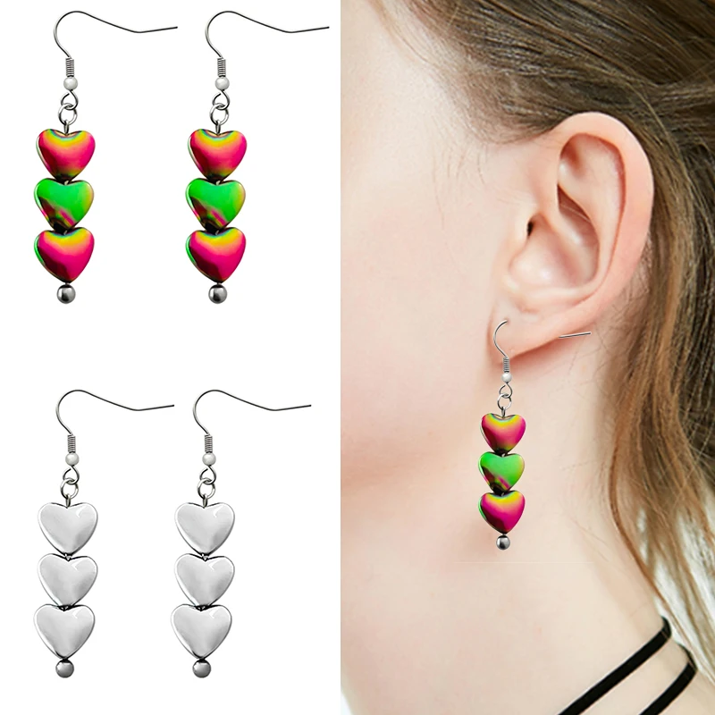 

Женские серьги-подвески из гематита с натуральным камнем