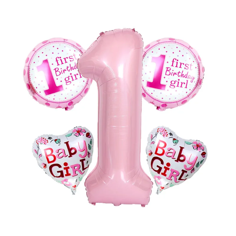 5pcs 1st.girl set1 5 шт./лот, Детские фольгированные воздушные шары, гелиевые шары для мальчиков и девочек, для дня рождения, вечеринки, девичьи украшения, air balao, Классические игрушки - Цвет: 5pcs 1st.girl set1
