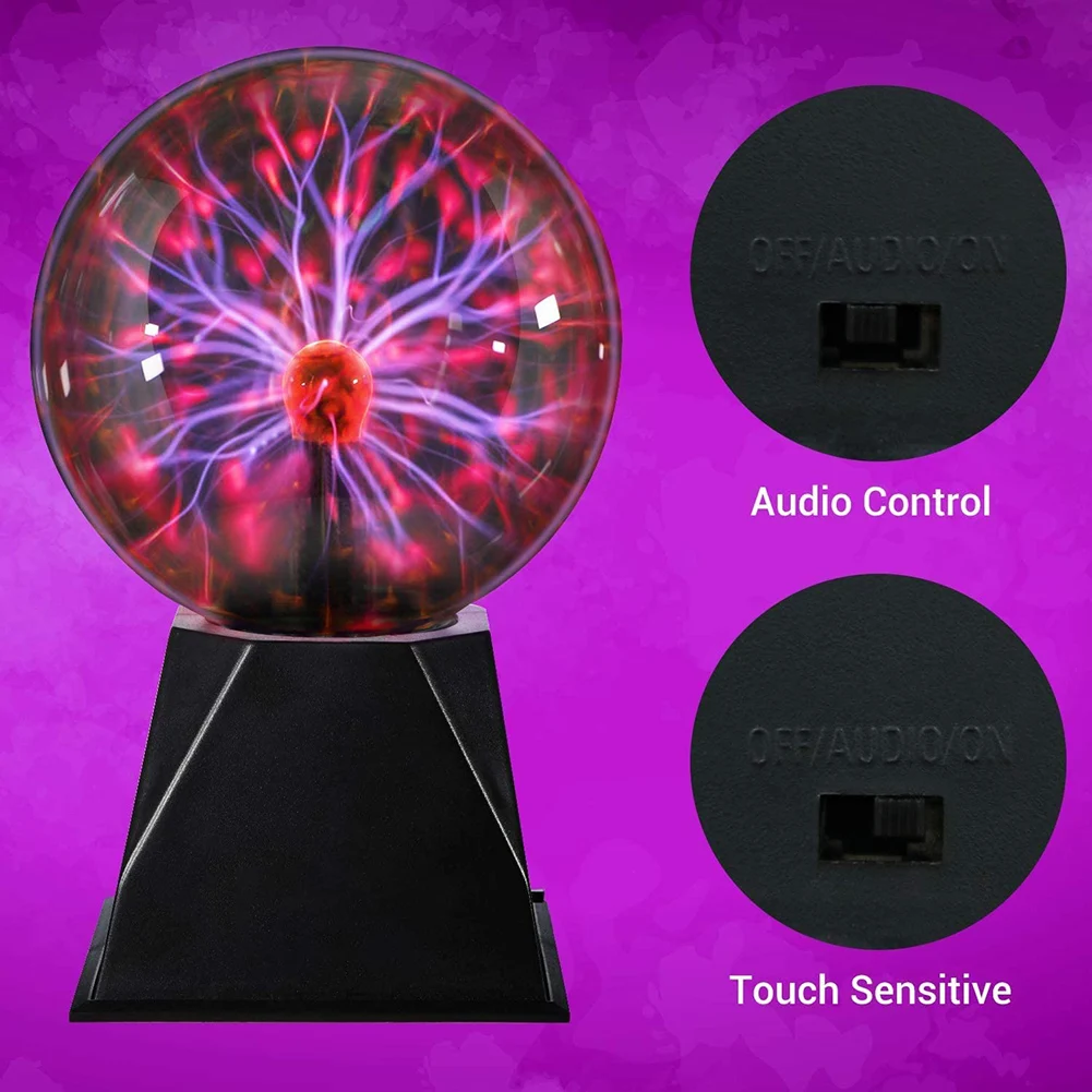 4/5/6/8 inch Plasma Ball Light Sphere Lightning USB Static Glitter Touch Sound Sensitive Christmas Decor Kids Gift Night Lamp | Лампы и